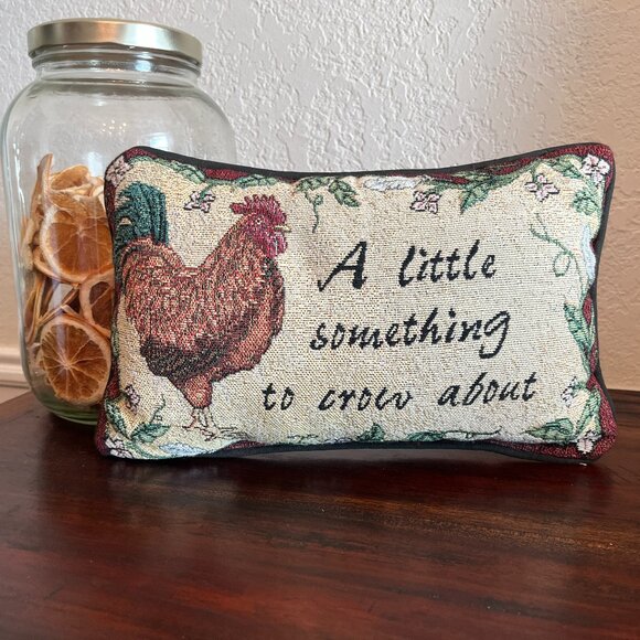 Rooster Small Word Tapestry Pillow Chicken Lady Country Farmhouse Cottagecore - Picture 1 of 7